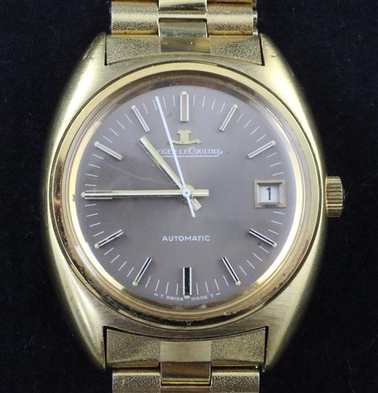 A gentlemans 1970s? gold plated and steel Jaeger-Le Coultre automatic wrist watch,